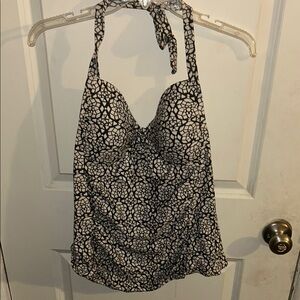 Black and White Halter swim Top